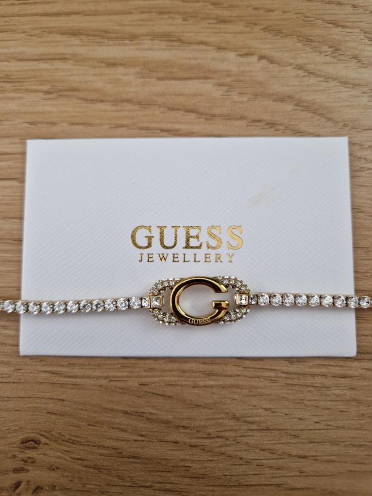 Guess armband met G-logo en strass steentjes, Sieraden, Tassen en Uiterlijk, Armbanden, Overige materialen, Ophalen of Verzenden