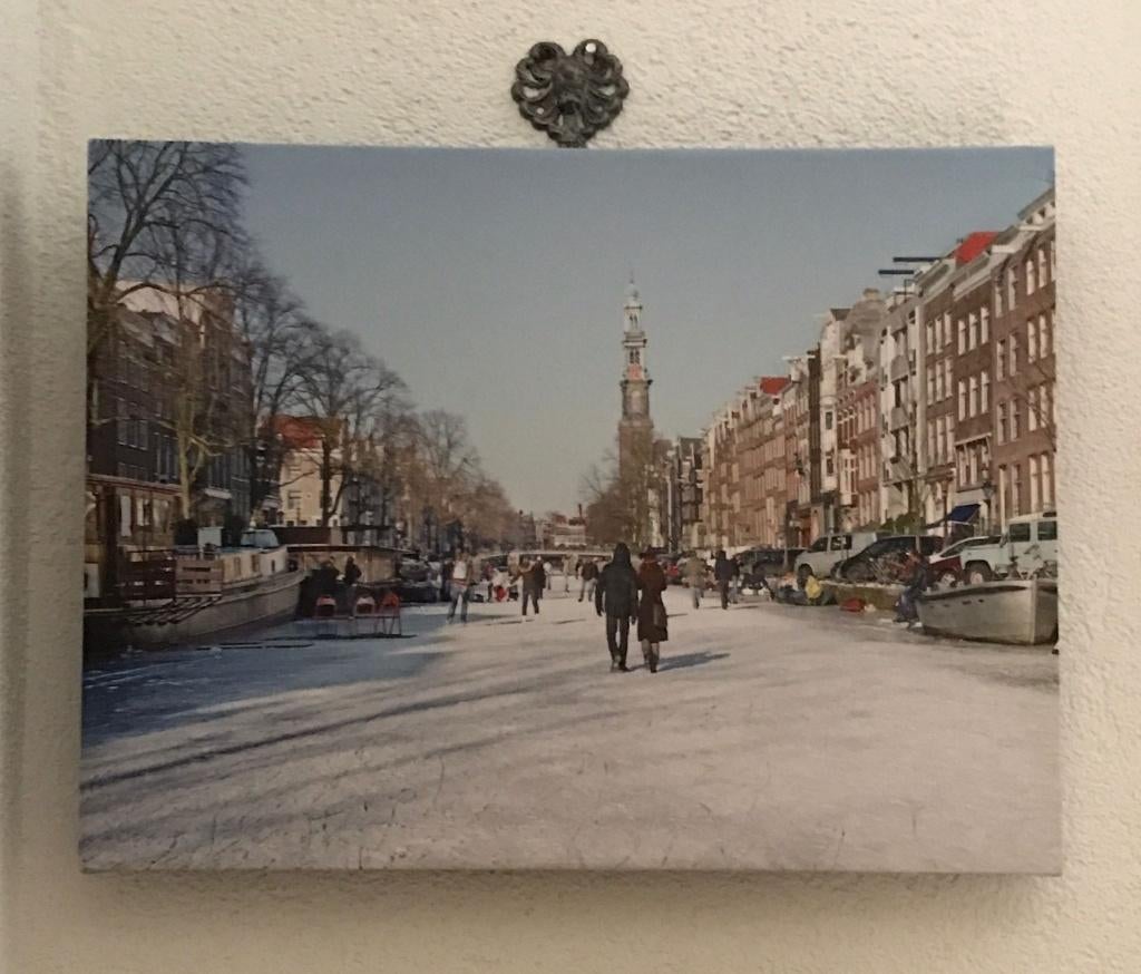 goede print met Amsterdams winter tafereel, Ophalen of Verzenden, Gebruikt, Print, Minder dan 50 cm