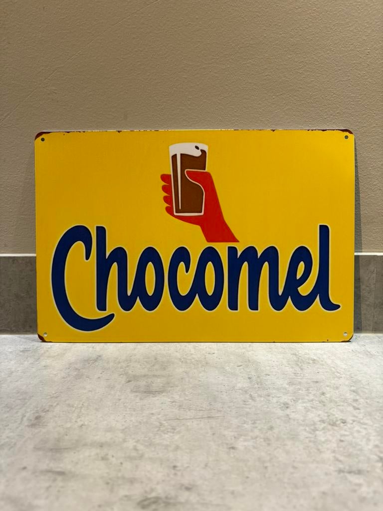 Mancave Bar Café Wanddecoratie metalen bordje merk Chocomel, Ophalen of Verzenden, Zo goed als nieuw, Reclamebord