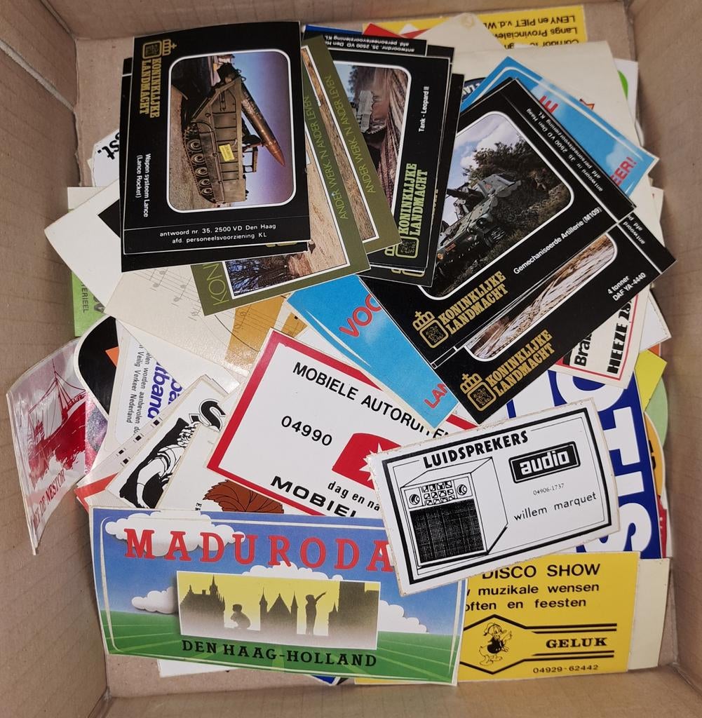 Vintage stickers partij stickers doos stickers ruim 2.5 kg, Ophalen of Verzenden, Zo goed als nieuw