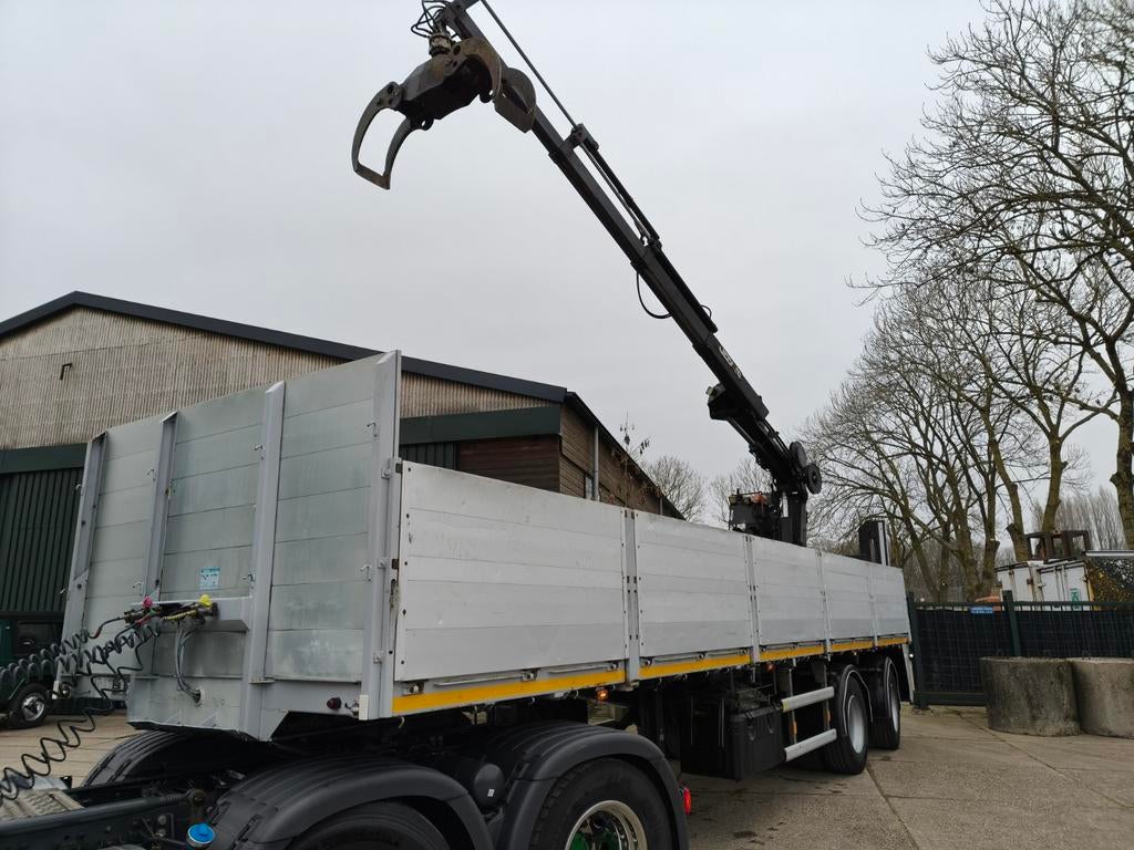 Nette Floor trailer met HIAB kraan, lift- en stuuras, Auto's, Vrachtwagens, Bedrijf, Aanhangers en Opleggers, Ophalen