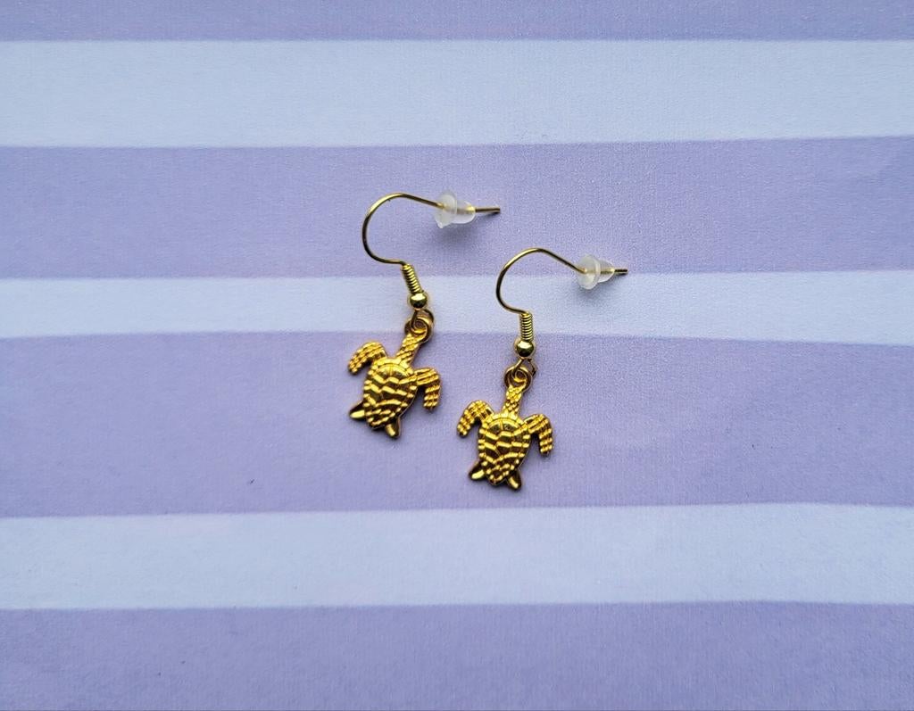 Gouden schildpad oorbellen, Overige materialen, Hangers, Nieuw, Ophalen of Verzenden