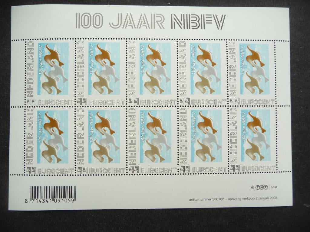 Nederland 2008, Velletje van '100 jaar NBFV' V2652 postfris, Postzegels en Munten, Ophalen of Verzenden, Nederland