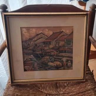 Schilderij van een Aziatisch landschap, gesigneerd, Antiek en Kunst, Ophalen