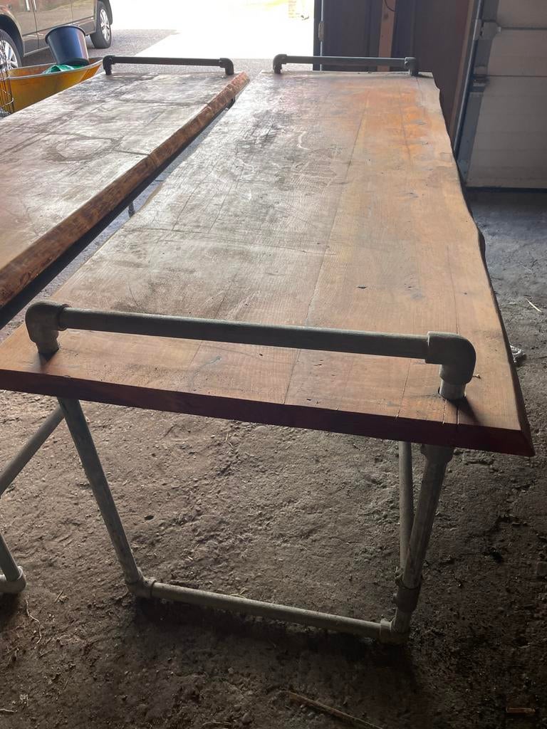 Industriële Steigerbuizen Bureautafel - Robuust & Stijlvol, Overige typen, Gebruikt, Hout, Bruin