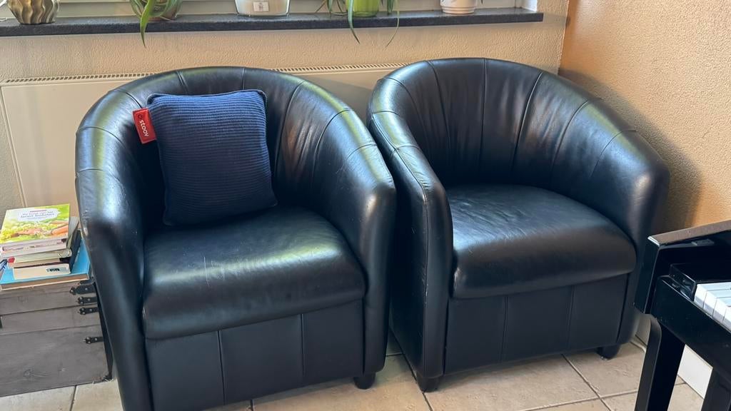 Te koop: lederen fauteuils Natuzzi, Ophalen, Gebruikt, 50 tot 75 cm, Leer