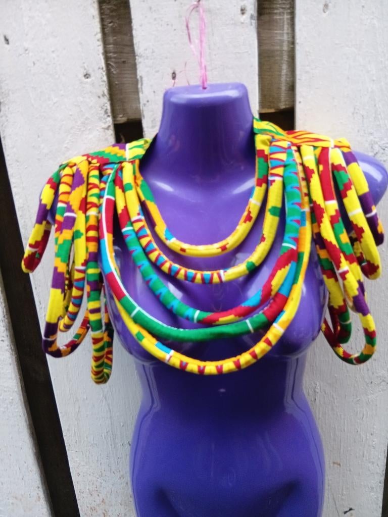 Handgemaakt batik katoenen ketting uniek by isaac met armban, Ophalen of Verzenden, Nieuw, Overige typen