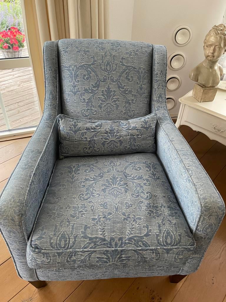 Laura Ashley fauteuil blauw, Huis en Inrichting, Ophalen, Minder dan 75 cm, Zo goed als nieuw, Engelse stijl