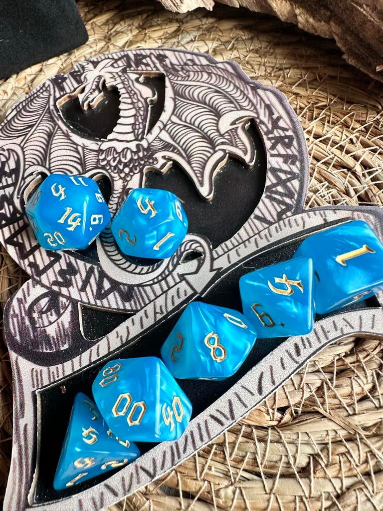 Polyhedrale Dobbelstenenset D4-D20 - Blauw met Goud, Een of twee spelers, Ophalen of Verzenden, Nieuw