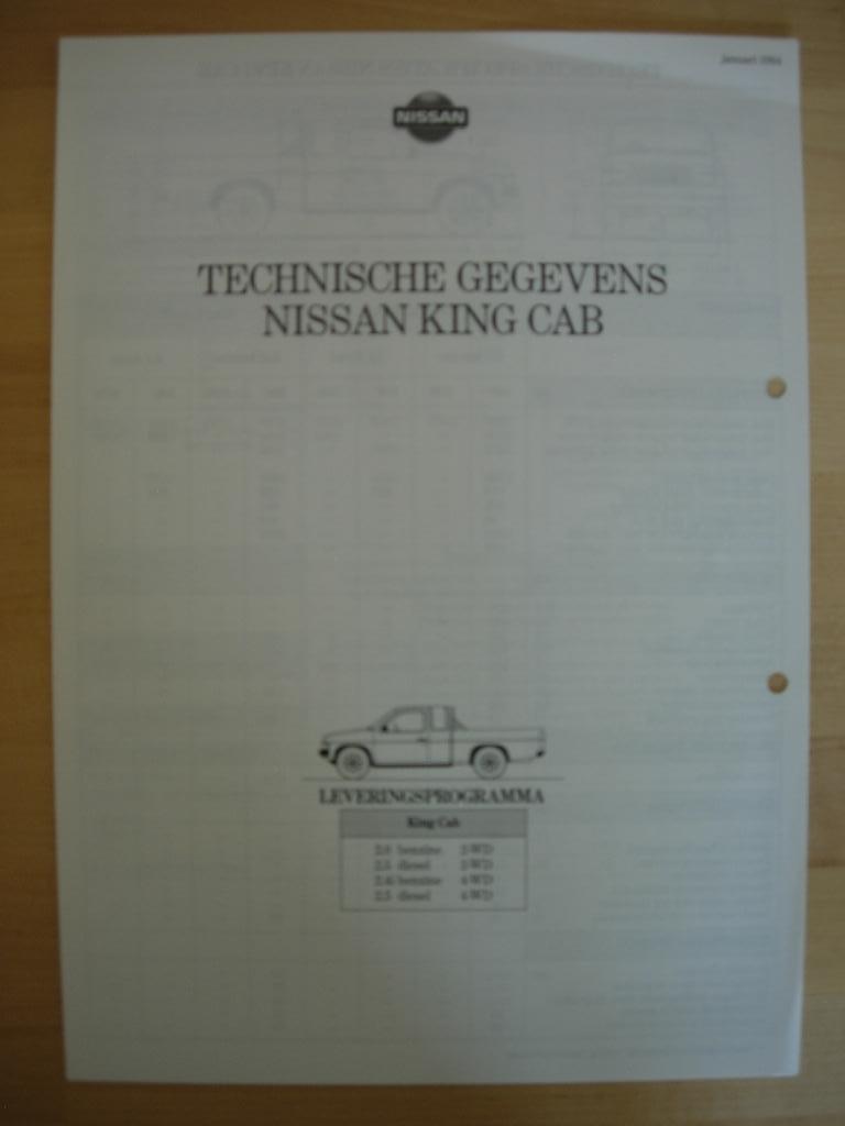 Nissan King Cab Pickup Brochure 1994 –KingCab Pick-up, Nissan, Ophalen of Verzenden, Zo goed als nieuw, Nissan