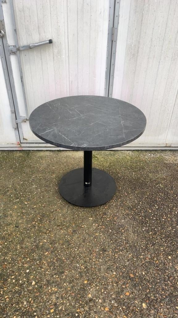 3 marmerlook zwart horeca bistro restaurant tafel rond 90 cm, Antiek en Kunst, Ophalen