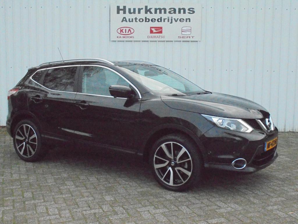 Nissan Qashqai 1.2i TEKNA LEER PANODAK TREKHAAK NL-AUTO, Gebruikt, 4 cilinders, 116 pk, Zwart