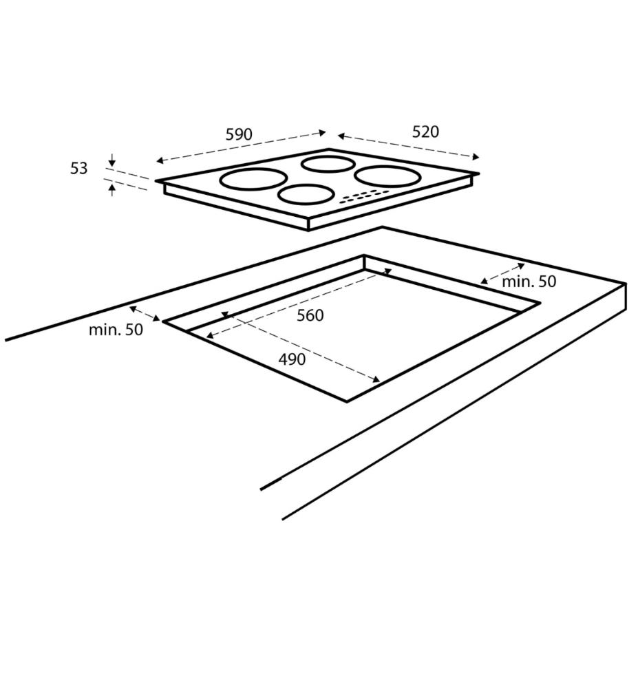 NIEUW! Inventum IKI6030 Randloze Inbouw Inductiekookplaat, Nieuw, Inbouw, Inductie, 4 kookzones