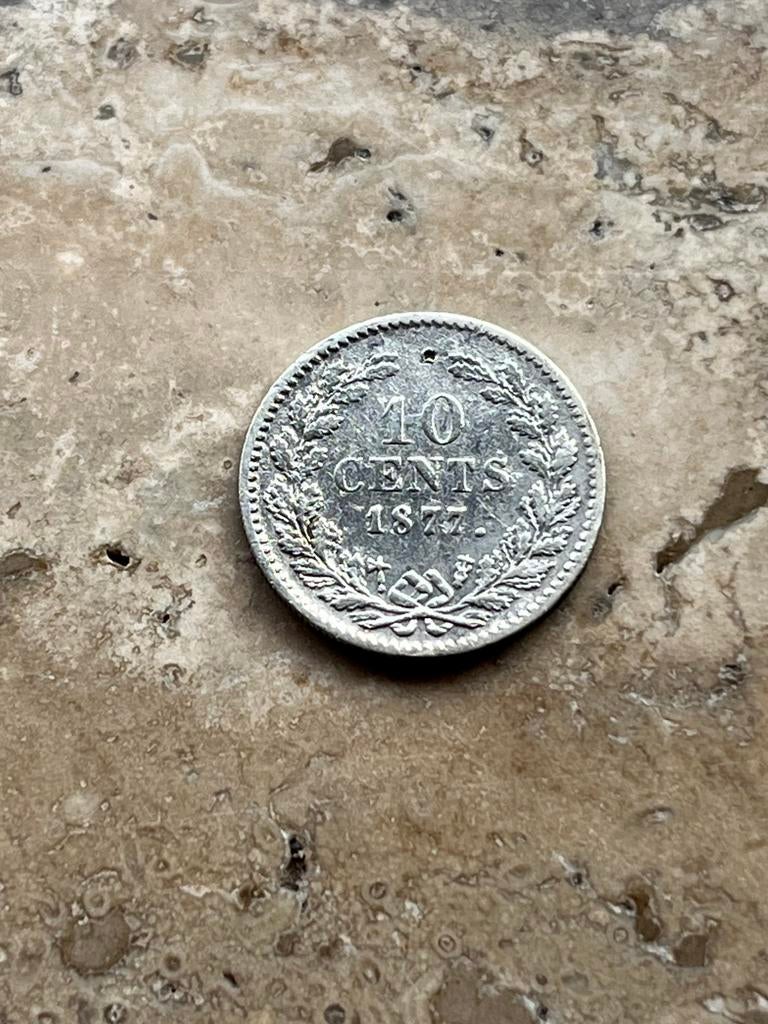 10 cent 1877 Willem III, mooie kwaliteit, Postzegels en Munten, Munten | Nederland, Koning Willem III, Zilver, Ophalen of Verzenden