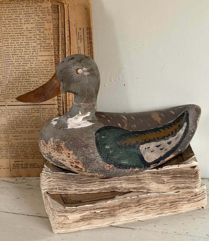 Brocante oude houten lokeend, Antiek en Kunst, Ophalen of Verzenden