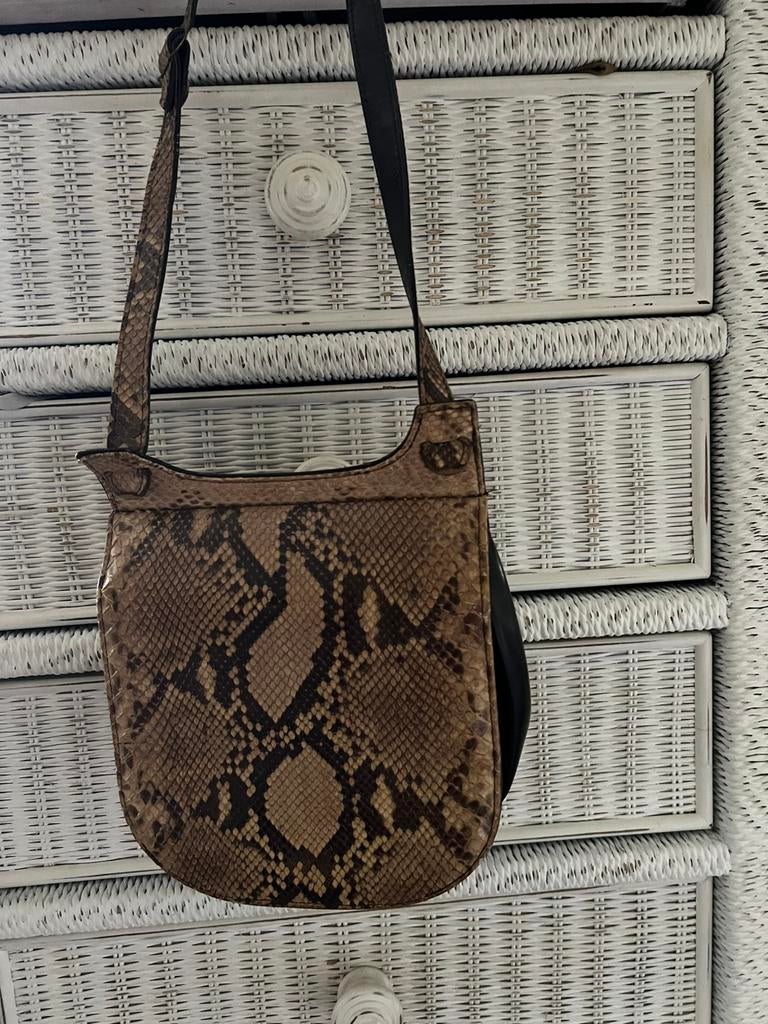 vintage schouder tas echt leer , uit 1965, Ophalen of Verzenden, Zo goed als nieuw, Bruin, Schoudertasje