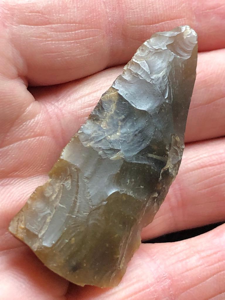 Bodemvondst DOLKJE steentijd 4000 jr. vuursteen bewerking, Ophalen of Verzenden