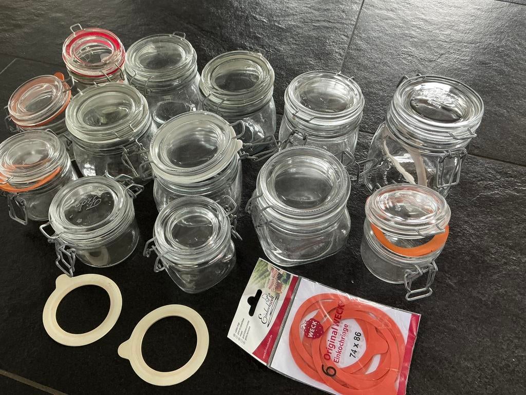 Weckpotten, div. maten,13 st, Huis en Inrichting, Keuken | Potten en Pannen, Ophalen, Zo goed als nieuw, Glas, Pot, Bus of Blik