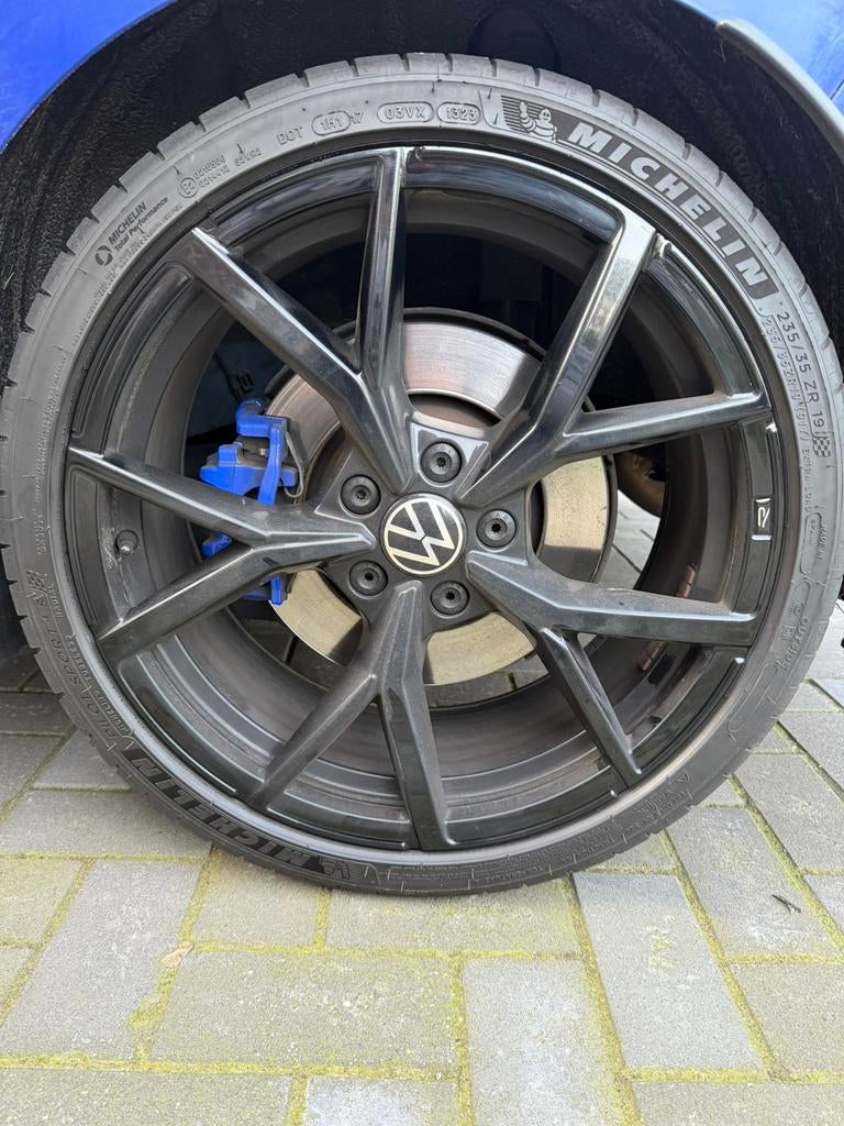 Vw estoril 19 velgen 5x112 golf 8 r origineel met banden, Gebruikt, Banden en Velgen, 235 mm, Personenwagen