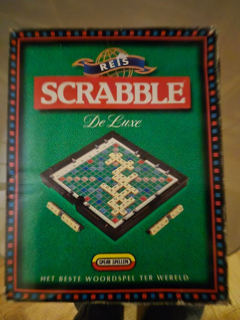 Scrabble De Luxe Reisspel - Zo goed als nieuw, Hobby en Vrije tijd, Spear Spellen, Ophalen of Verzenden, Zo goed als nieuw, Drie of vier spelers