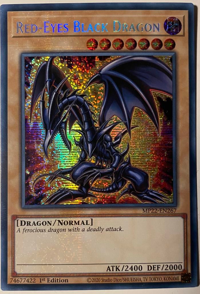 Yu-Gi-Oh! Red-Eyes Black Dragon MP22 1st Edition Foil Bleed, Hobby en Vrije tijd, Verzamelkaartspellen | Yu-gi-Oh!, Ophalen of Verzenden