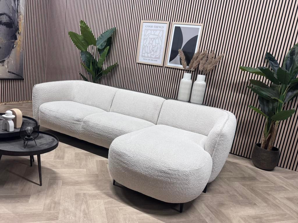 ZGAN Organische Bouclé Japandi Hoekbank - Créme - 280 x 150