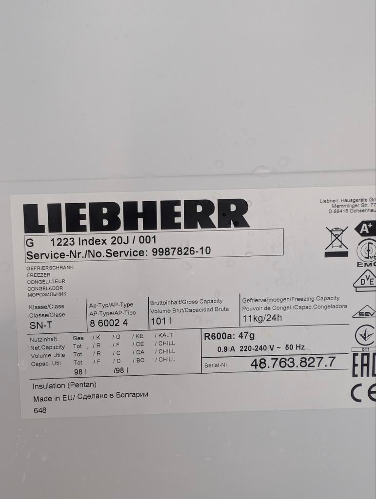 Liebherr G 1223 NoFrost Vriezer - 101L, Gebruikt, Minder dan 60 cm, Ophalen of Verzenden, Vrijstaand