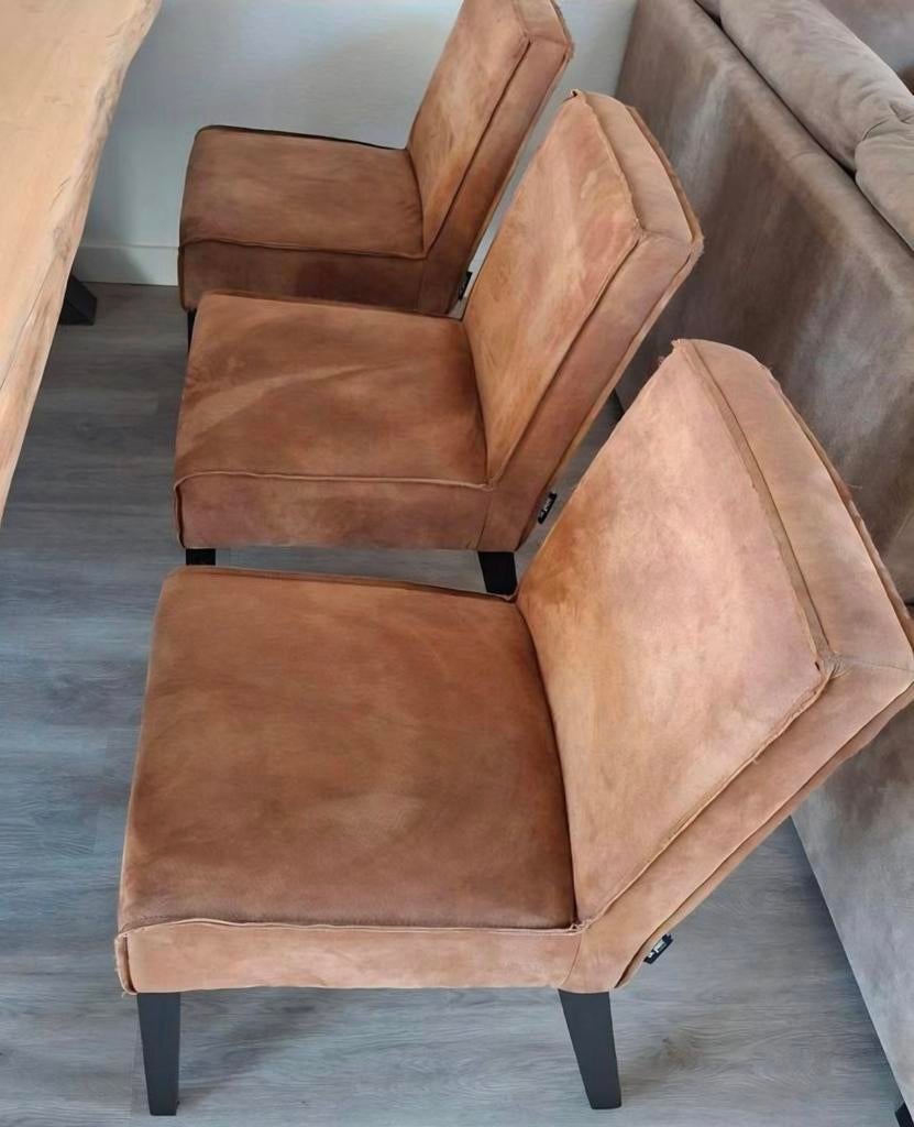BePure Eetkamerbank en Stoelen - Gerecycled Leer Cognac, Huis en Inrichting, Stoelen, Ophalen, Gebruikt, Bruin, Leer