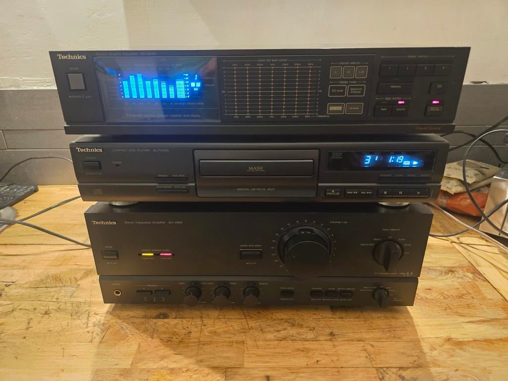 Technics su-v660 + sh-8046, Ophalen of Verzenden, Gebruikt, Stereo, 120 watt of meer