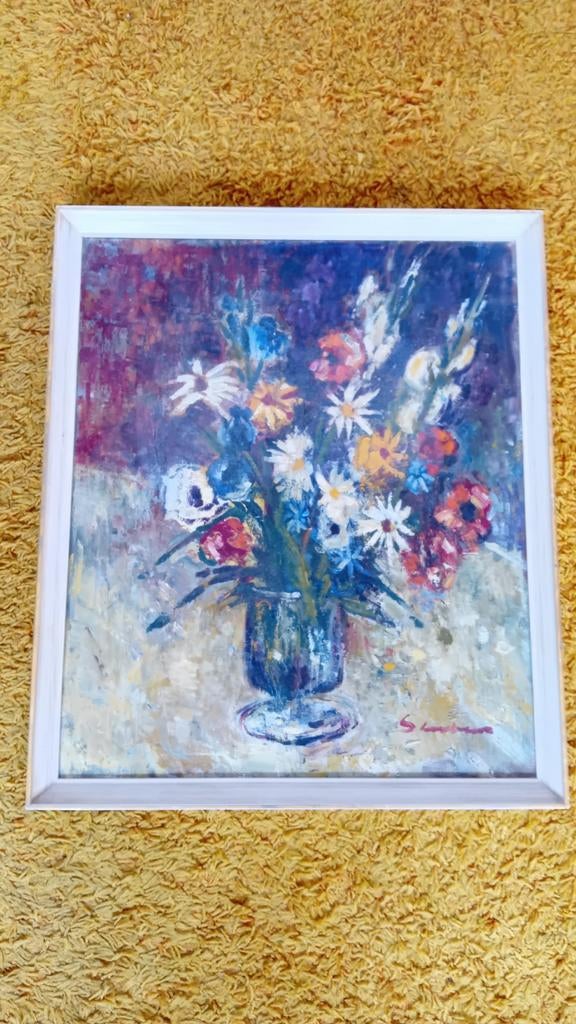 Schilderij vaas met bloemen, Ophalen of Verzenden