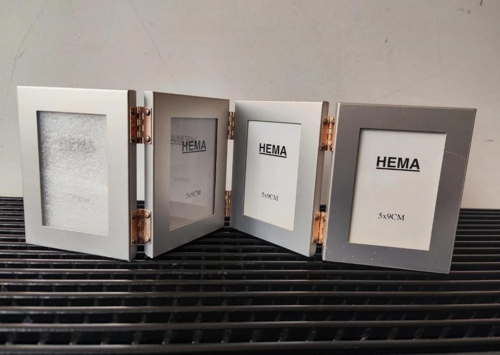 Hema zilverkleurige metalen fotolijst 4x 5x,9 cm, 33x10,5 cm, Ophalen of Verzenden, Zo goed als nieuw