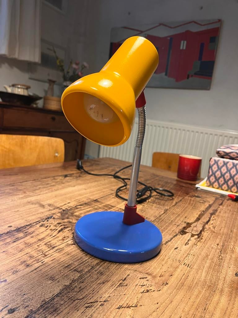 Memphis Milano Bureaulamp Jaren 80 - Geel, Blauw, Rood, Gebruikt, Ophalen of Verzenden, Memphis, Minder dan 50 cm