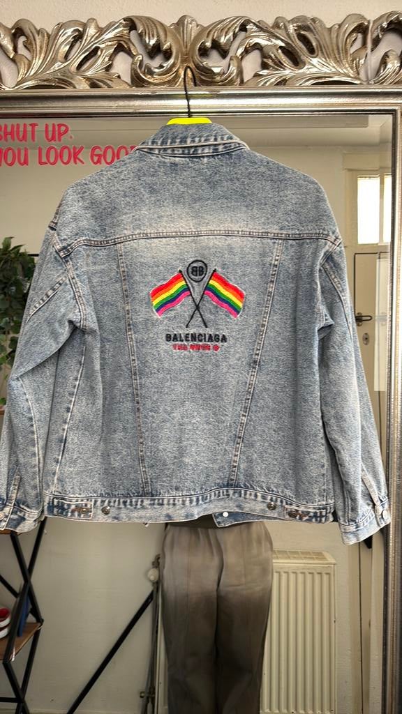 Balenciaga spijkerjack, Ophalen of Verzenden, Zo goed als nieuw, Maat 38/40 (M), Blauw