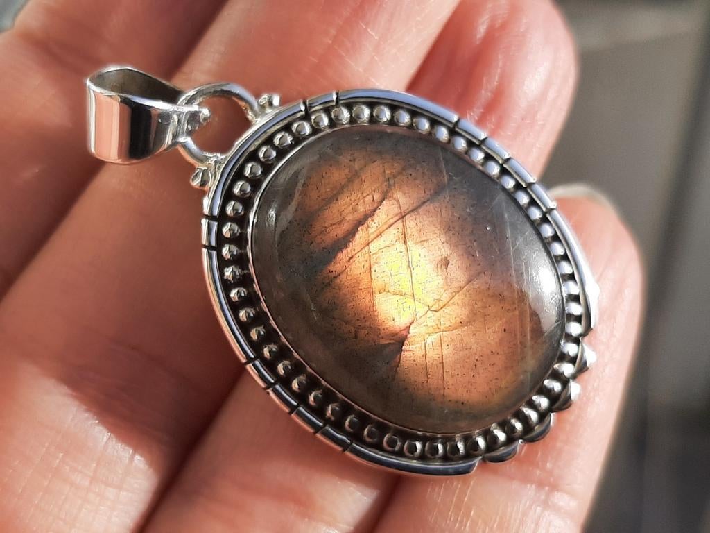 Vanoli 925 zilveren kettinghanger gouds - paarse labradoriet, Daiva1973@hotmail.com, Vanoli, Overige kleuren, Amsterdam