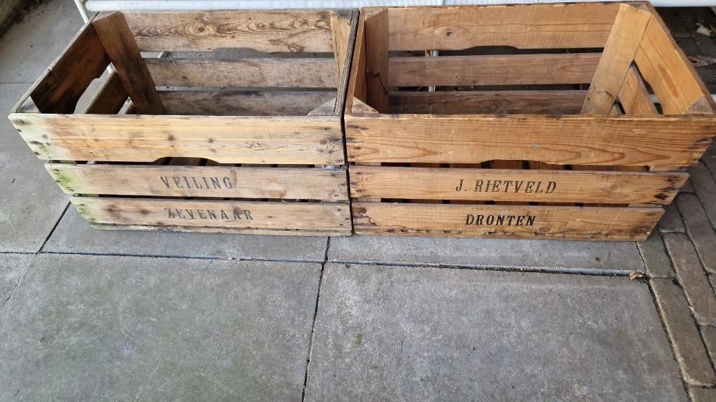 2 houten fruitkisten Zevenaar en Dronten, Ophalen, Minder dan 50 cm, Gebruikt, 50 tot 100 cm