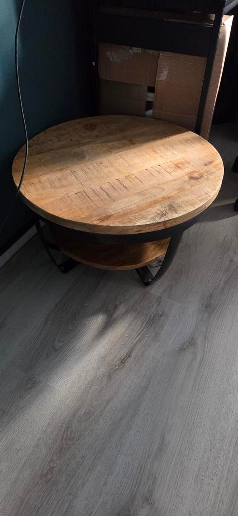 Mangohouten salontafel, Ophalen, 50 tot 100 cm, Rond, 50 tot 100 cm