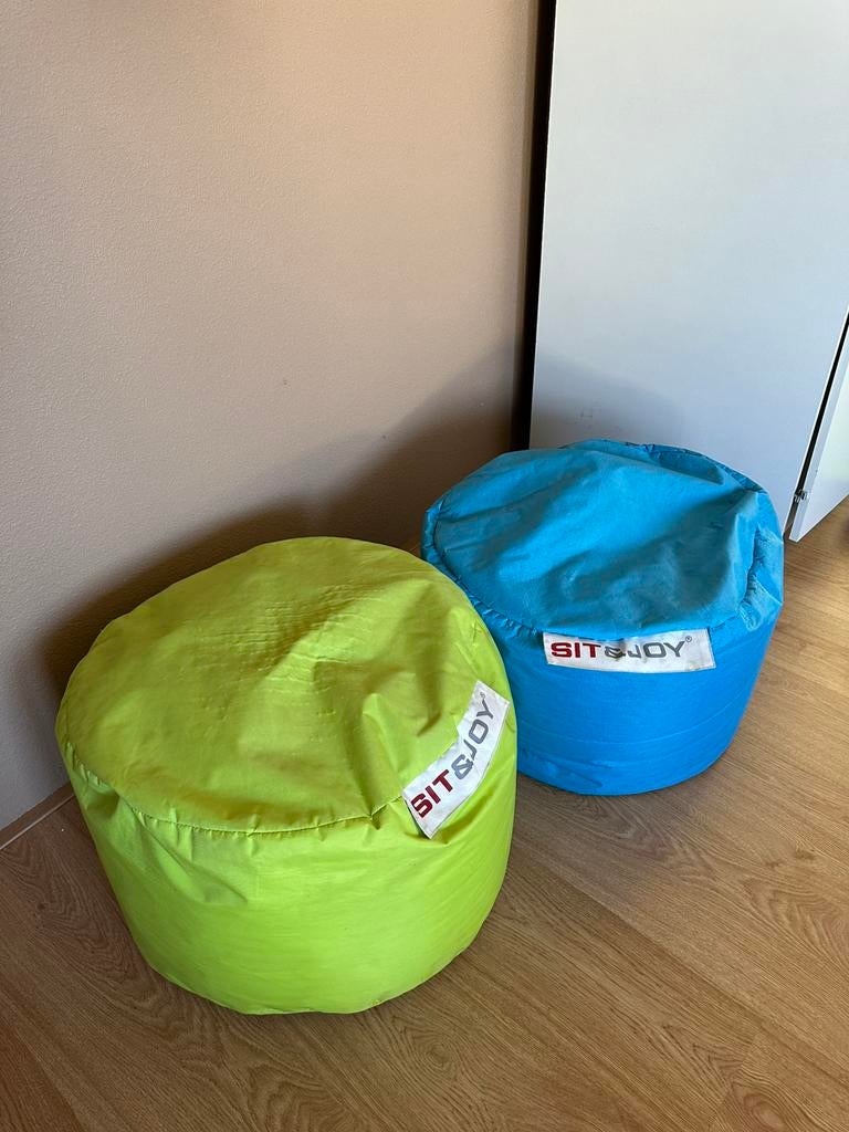 Zitzakken | Groen en blauw | Sit&Joy, Huis en Inrichting, Zitzakken, Ophalen, Gebruikt, Blauw, Zitzak