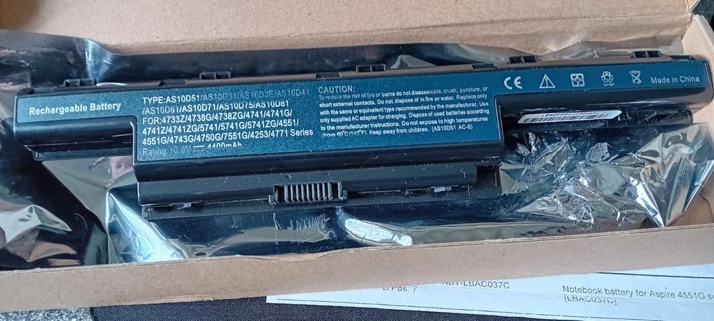 Notebook batterij voor Acer Aspire 4551G serie laptops, Ophalen, Nieuw, Acer (Compatibel)