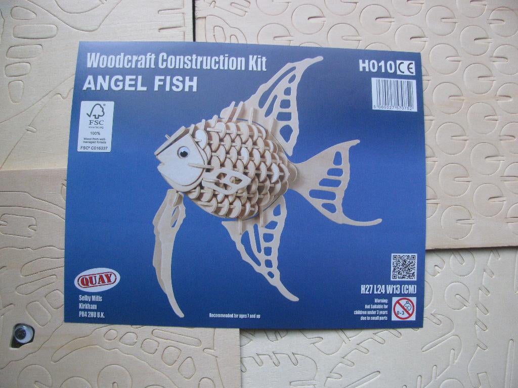Houten 3D Puzzel Bouwpakket - Maanvis / Angel Fish 27x24 cm, Verzenden