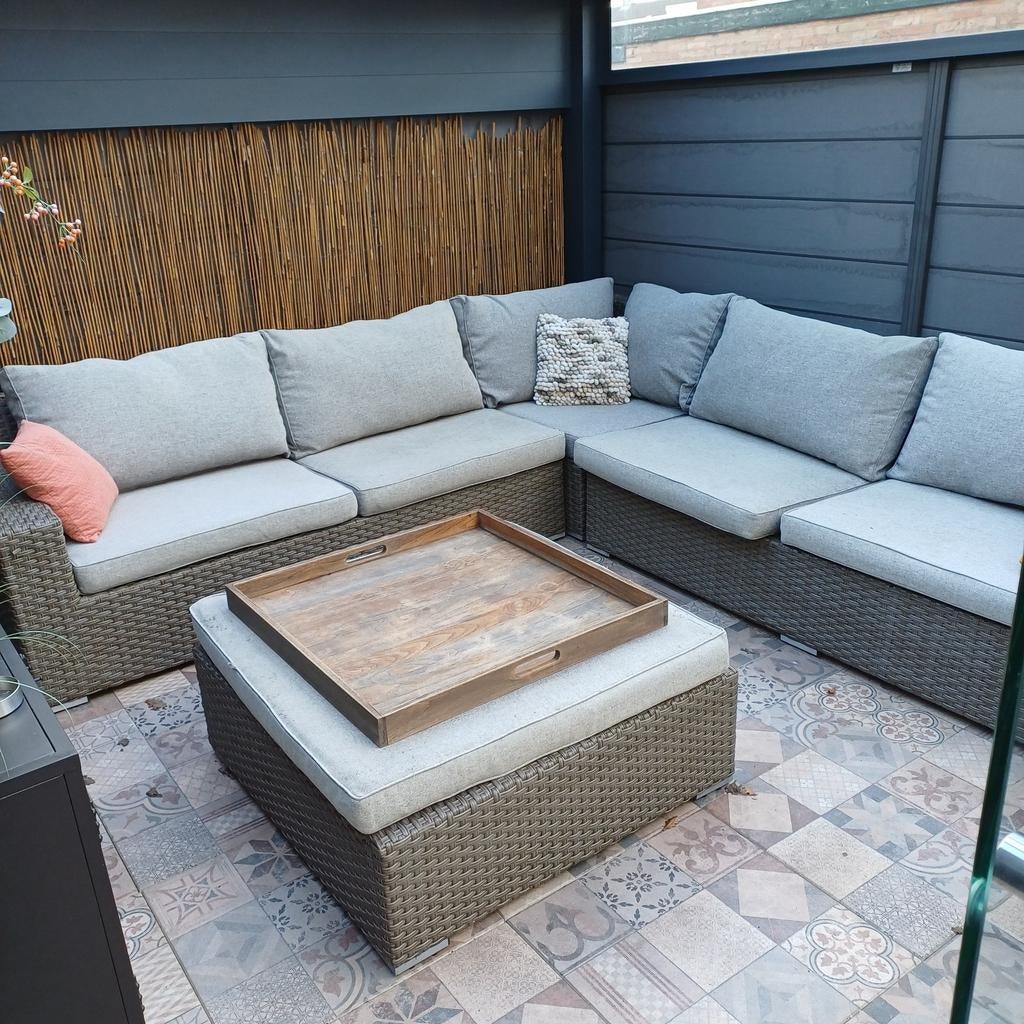 Keessmit loungeset met tafel/hocker te koop, 5 zitplaatsen, Gebruikt, Bank, Ophalen of Verzenden