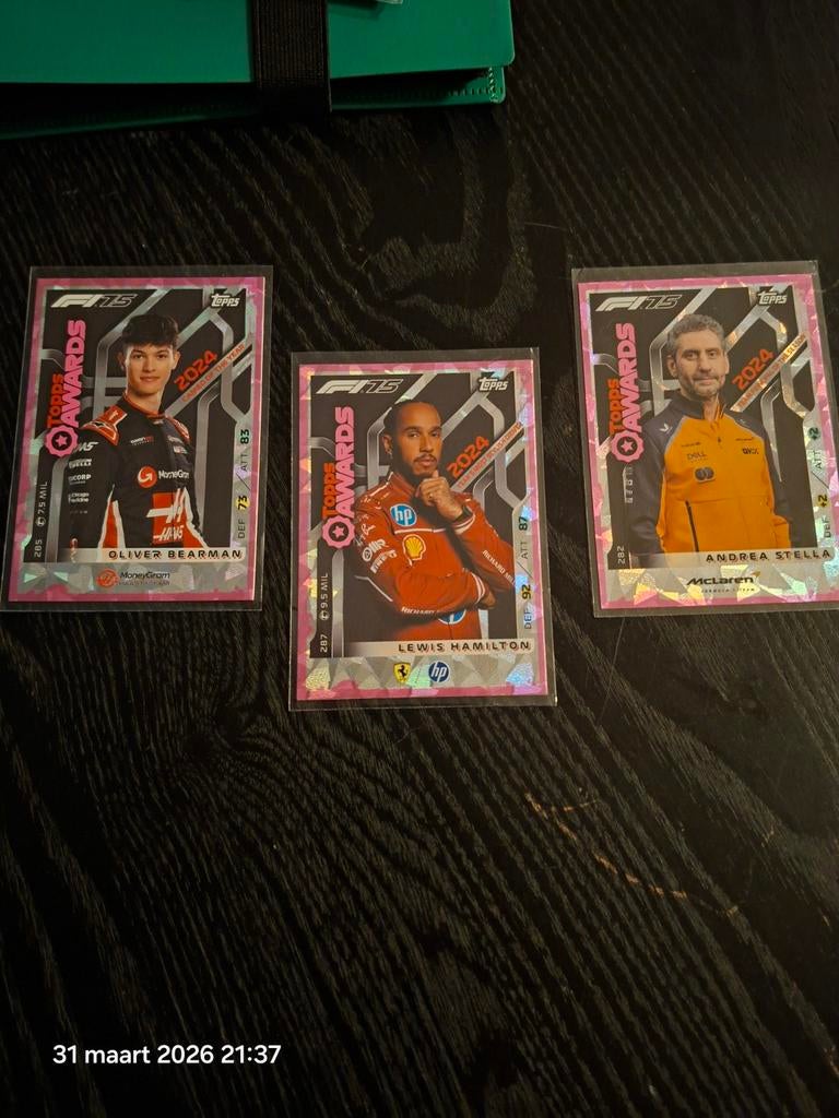 F1 Topps Awards 2024 kaarten Lewis Hamilton, Bearman, Stella, Ophalen of Verzenden