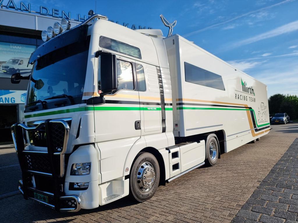 MAN TGX 18.470 met Race Trailer * Origineel NL * (bj 2019), Automaat, MAN, Wit, Diesel