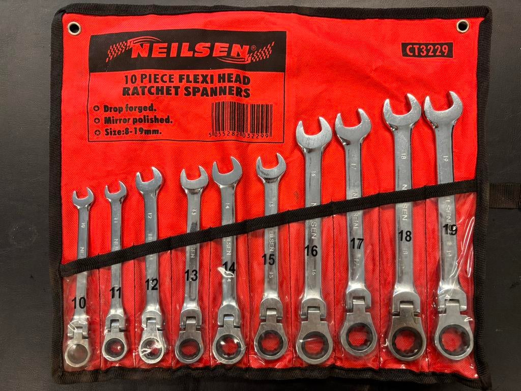 Nielsen ratelsteeksleutelset 10-delig, Doe-het-zelf en Verbouw, Gereedschap | Handgereedschap, Ophalen of Verzenden, Nieuw