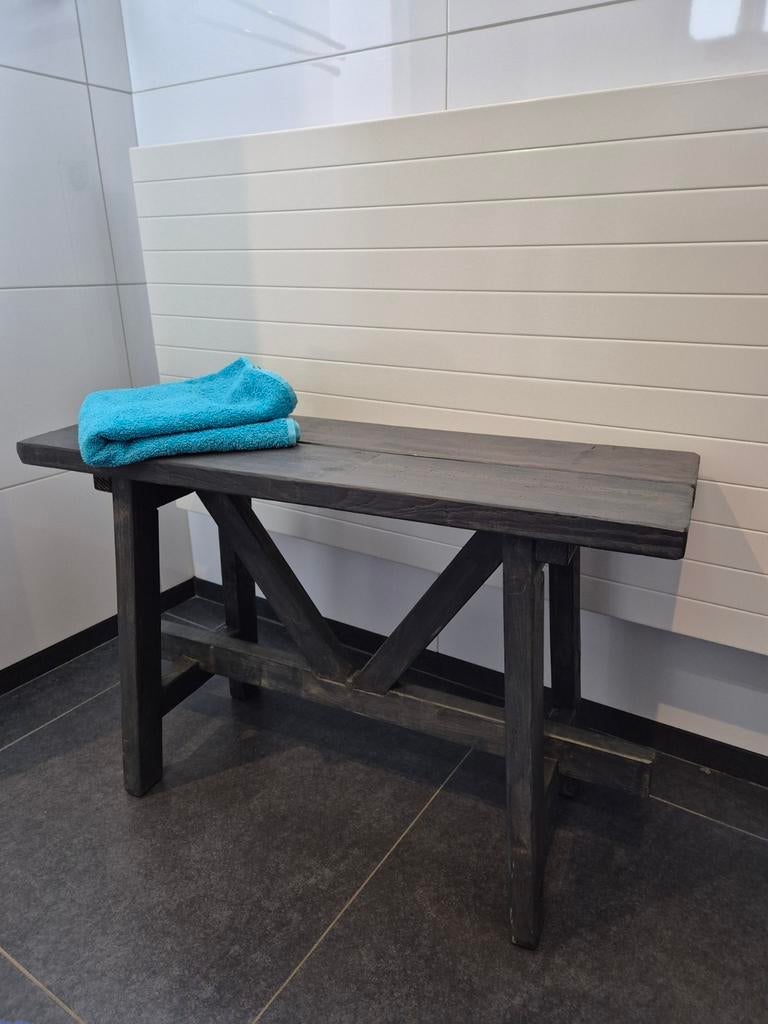 Houten bankje/,zitbankje,/ badkamer bankjes 58x50x30 cm. Kru, Ophalen, Hout