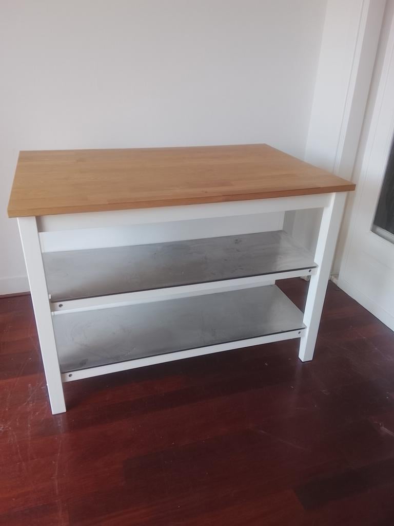 Compacte keukenbar met zitje en pannenrek - 126x80x91, Ophalen