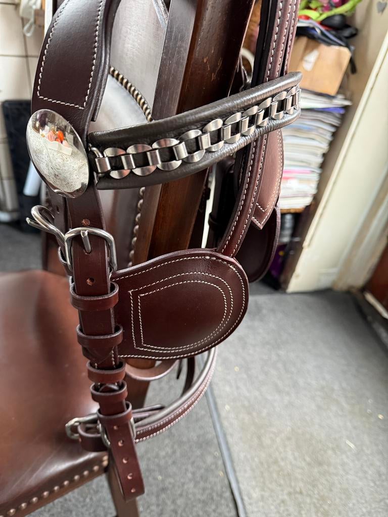 Nieuw Donker Bruin Enkelspan tuig, Dieren en Toebehoren, Paarden en Pony's | Hoofdstellen en Tuigage, Ophalen of Verzenden, Nieuw
