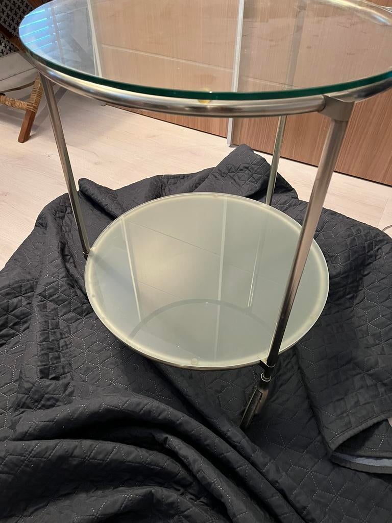 Ikea vintage Strind bijzettafel, Huis en Inrichting, Minder dan 55 cm, Rond, Glas, Ophalen