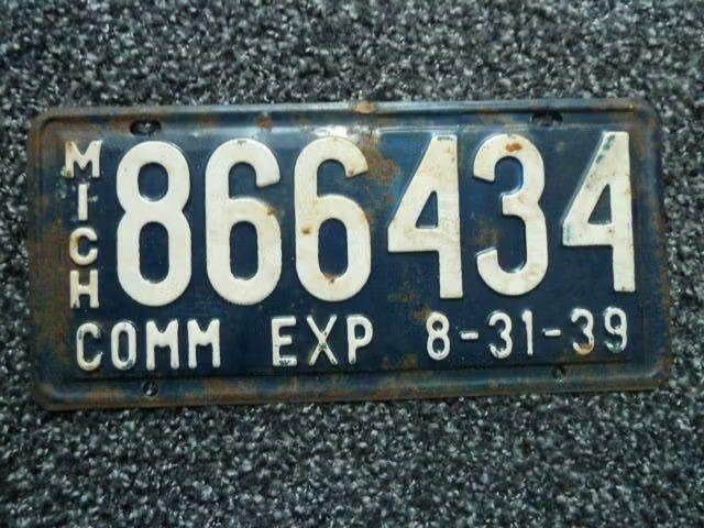 Kentekenplaat licenseplate Michigan 1939 USA, Verzenden, Gebruikt, Auto's