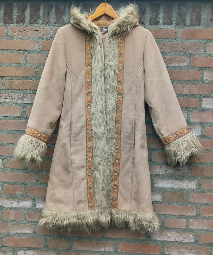 REAL VINTAGE Y2k Camel Afghaanse tussen jas Maat XS / XXS, Beige, Ophalen of Verzenden, Maat 34 (XS) of kleiner, Gedragen
