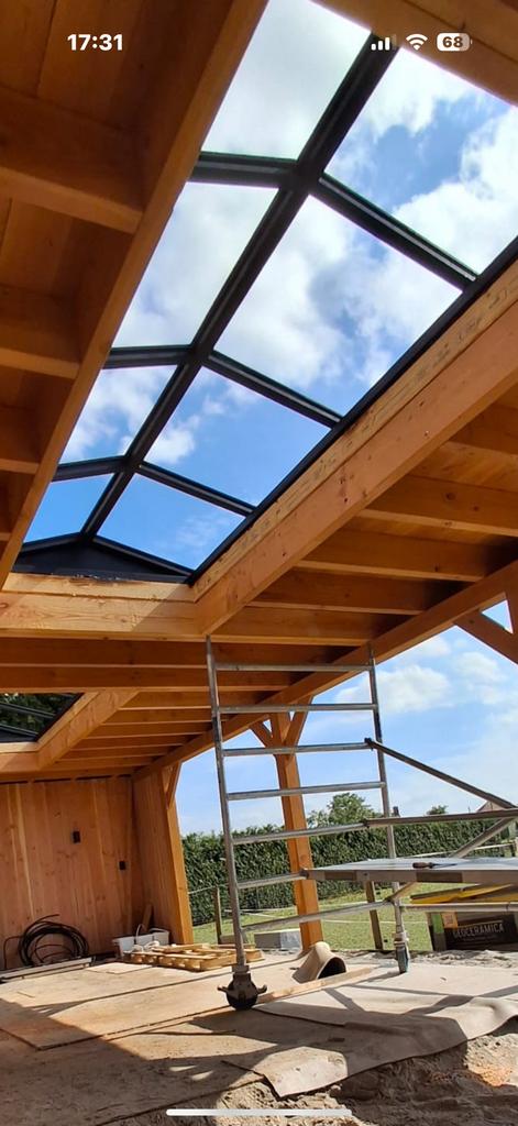 LICHTSTRATEN OP MAAT MAHONIE HARDHOUT ONDERHOUDSARME KAPPEN, Tuin en Terras, Overkappingen, Ophalen of Verzenden, Zo goed als nieuw